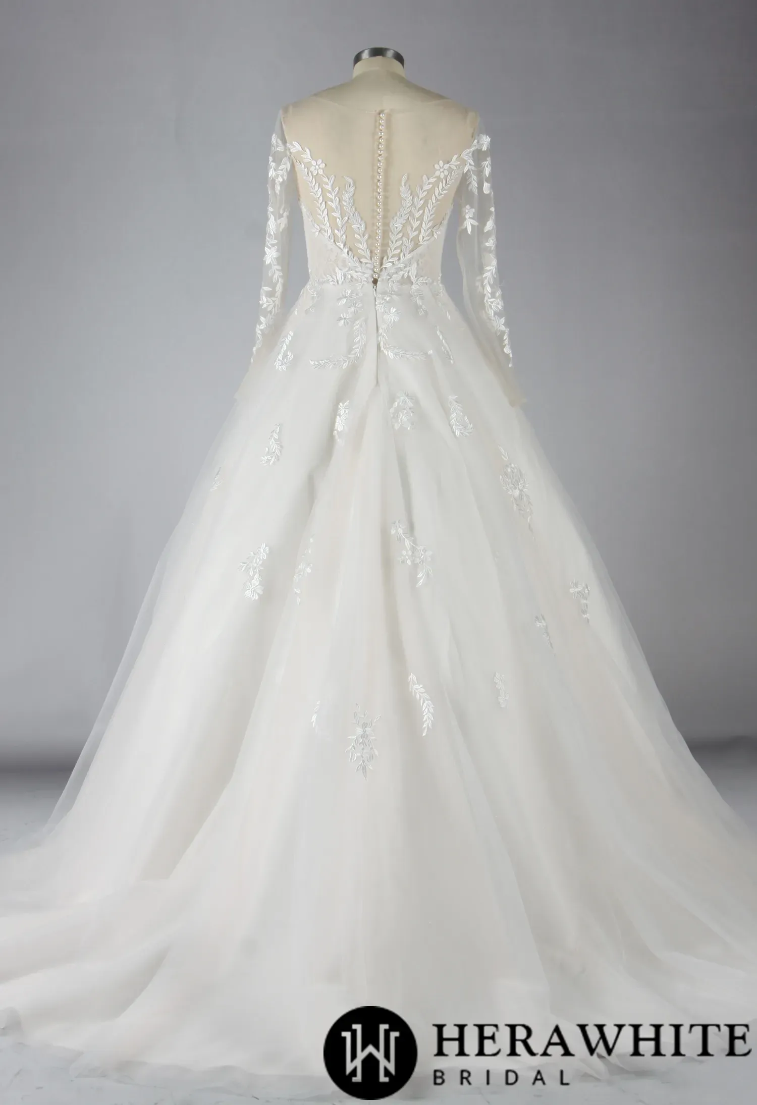 Elegant Illusion Long Sleeve Lace A-Line Wedding Dress