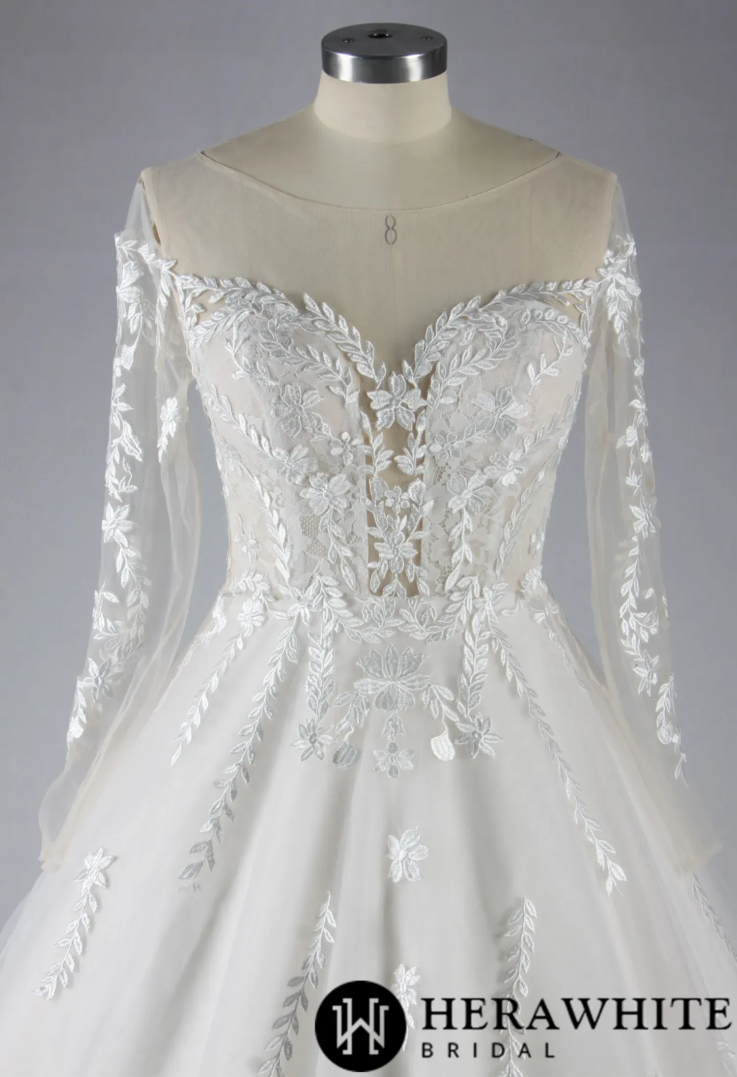 Elegant Illusion Long Sleeve Lace A-Line Wedding Dress