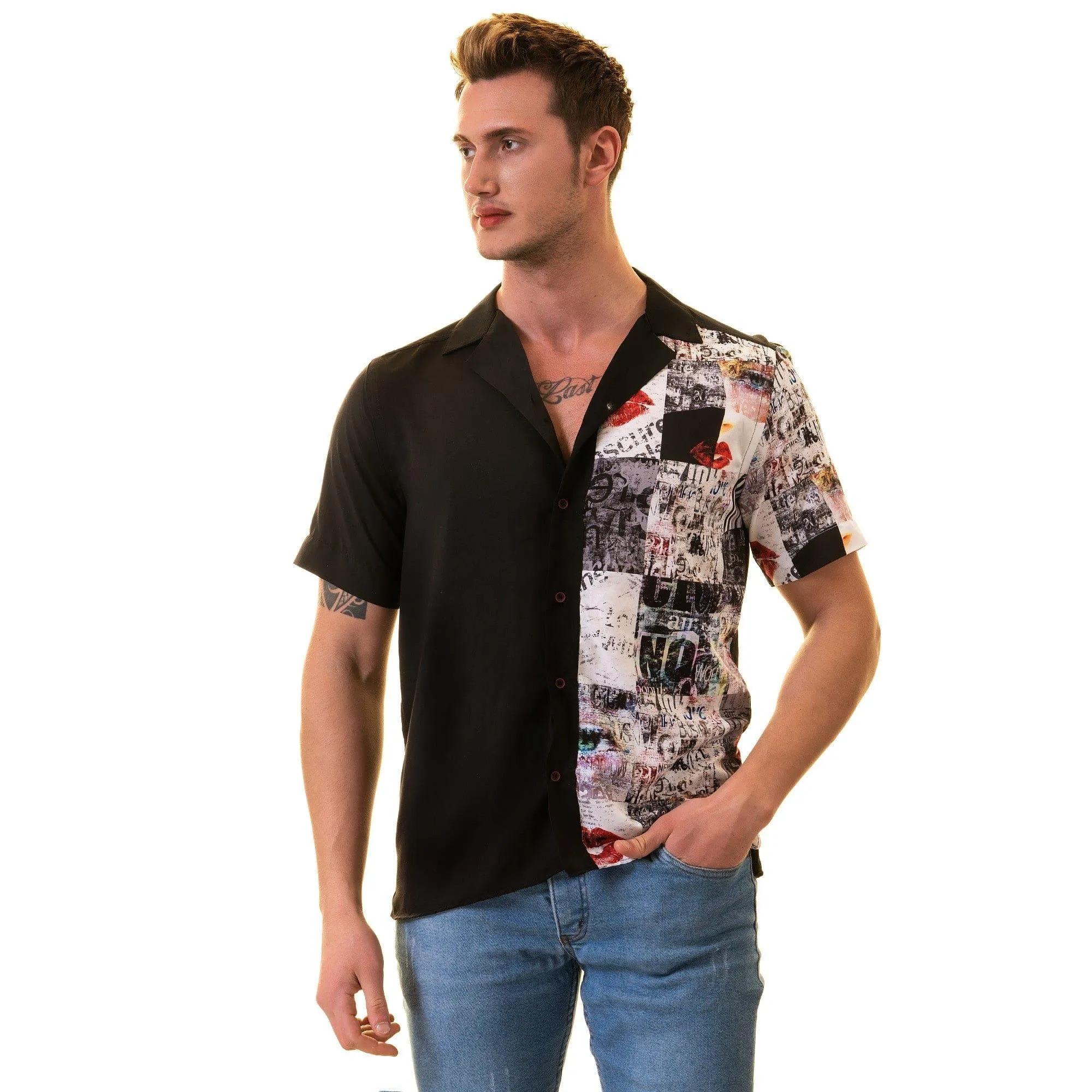 Gravity Homme Men's Weekend Shirt | Newspaper Noir