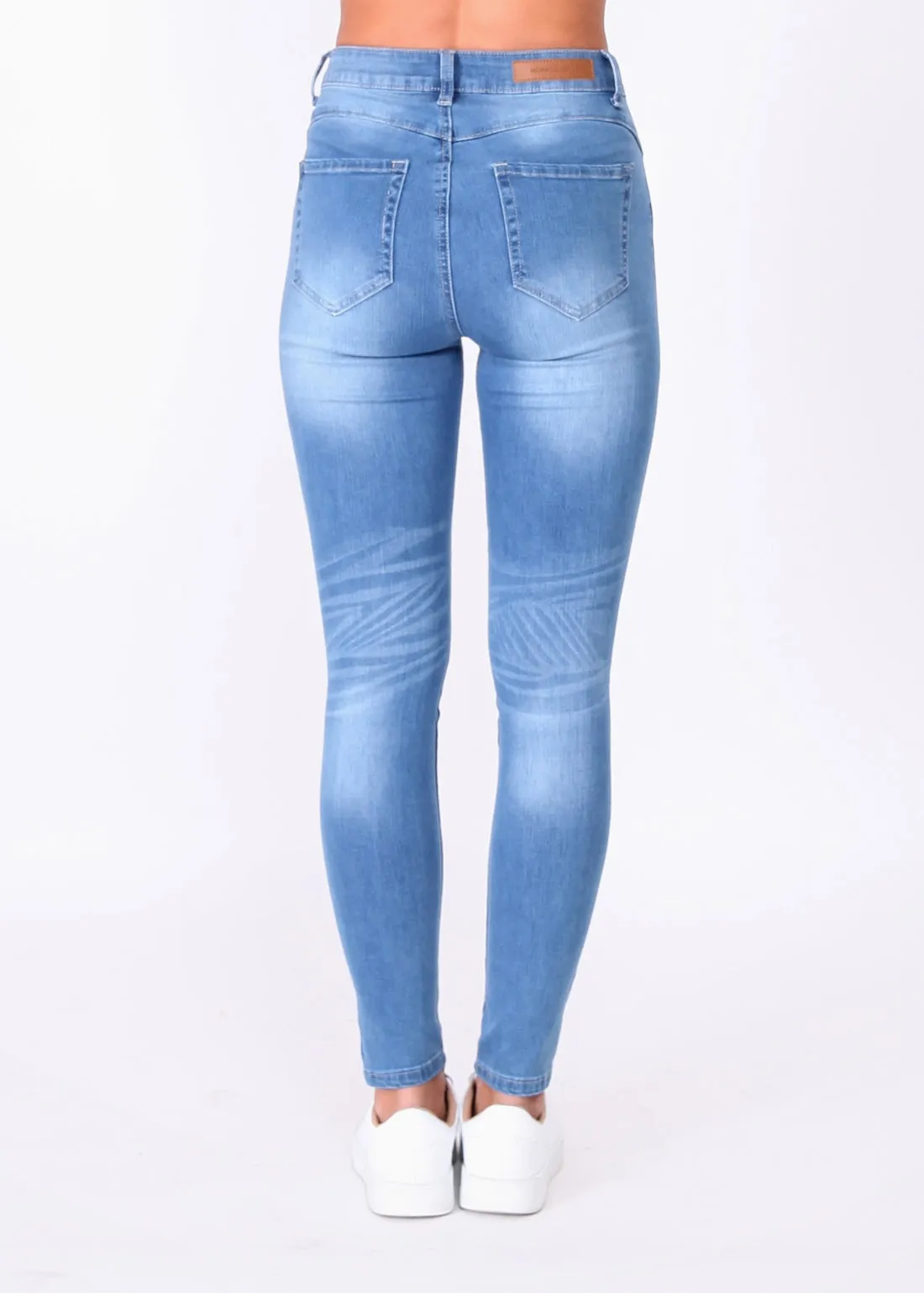 Kylie Ripped Skinny Jeans - Blue Wash