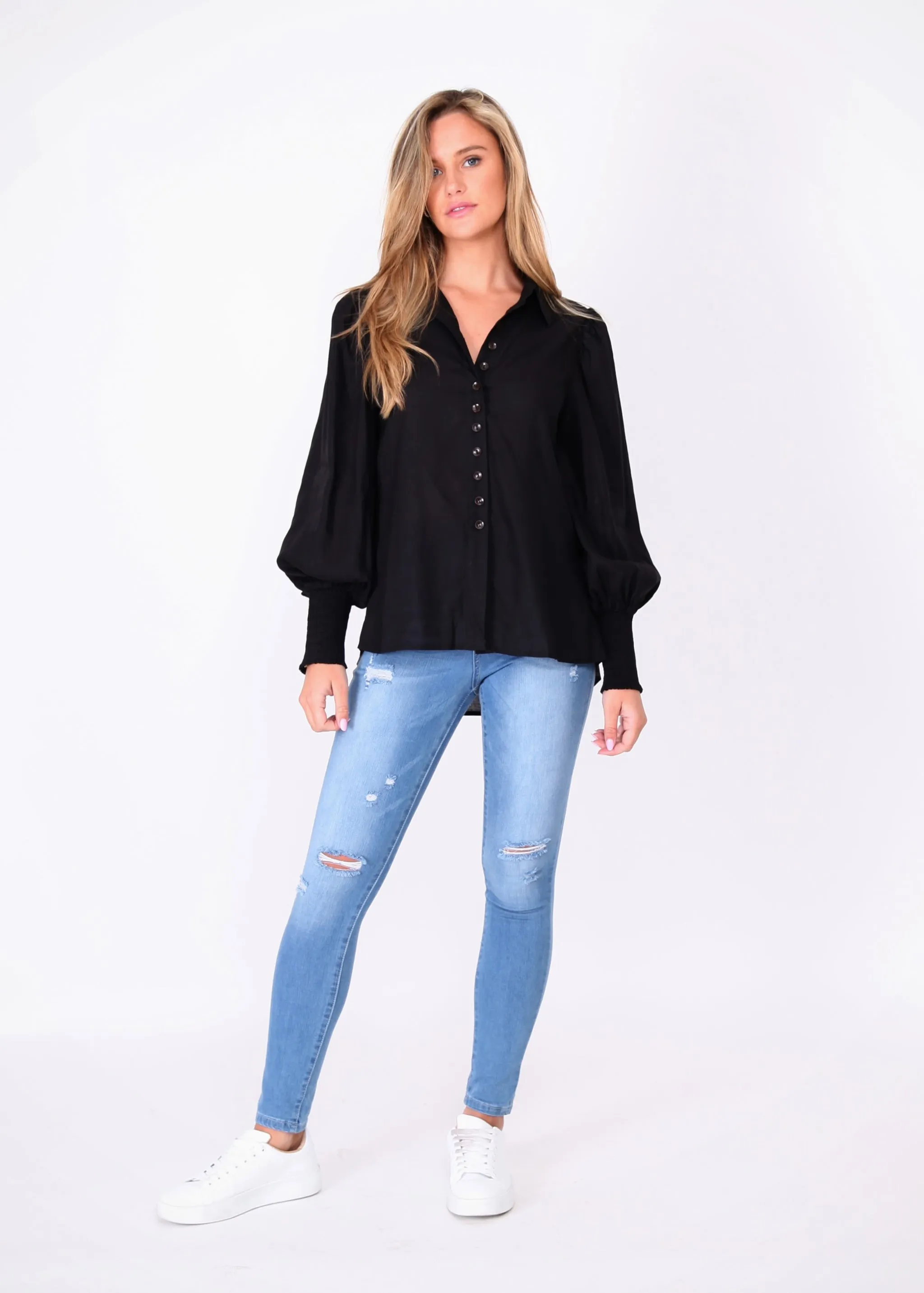 Kylie Ripped Skinny Jeans - Blue Wash