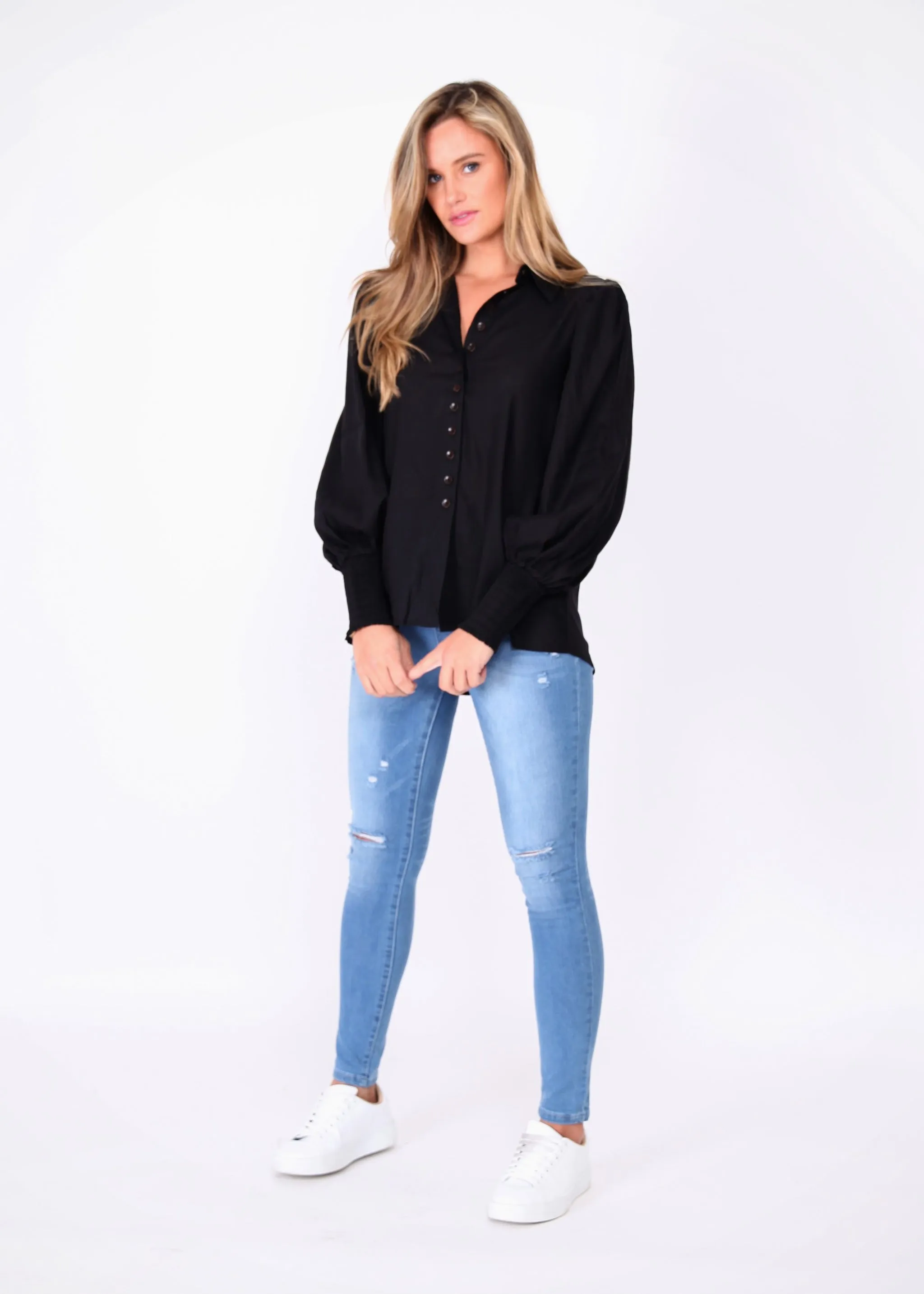 Kylie Ripped Skinny Jeans - Blue Wash