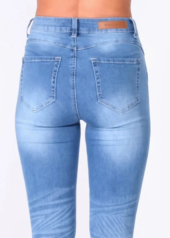 Kylie Ripped Skinny Jeans - Blue Wash