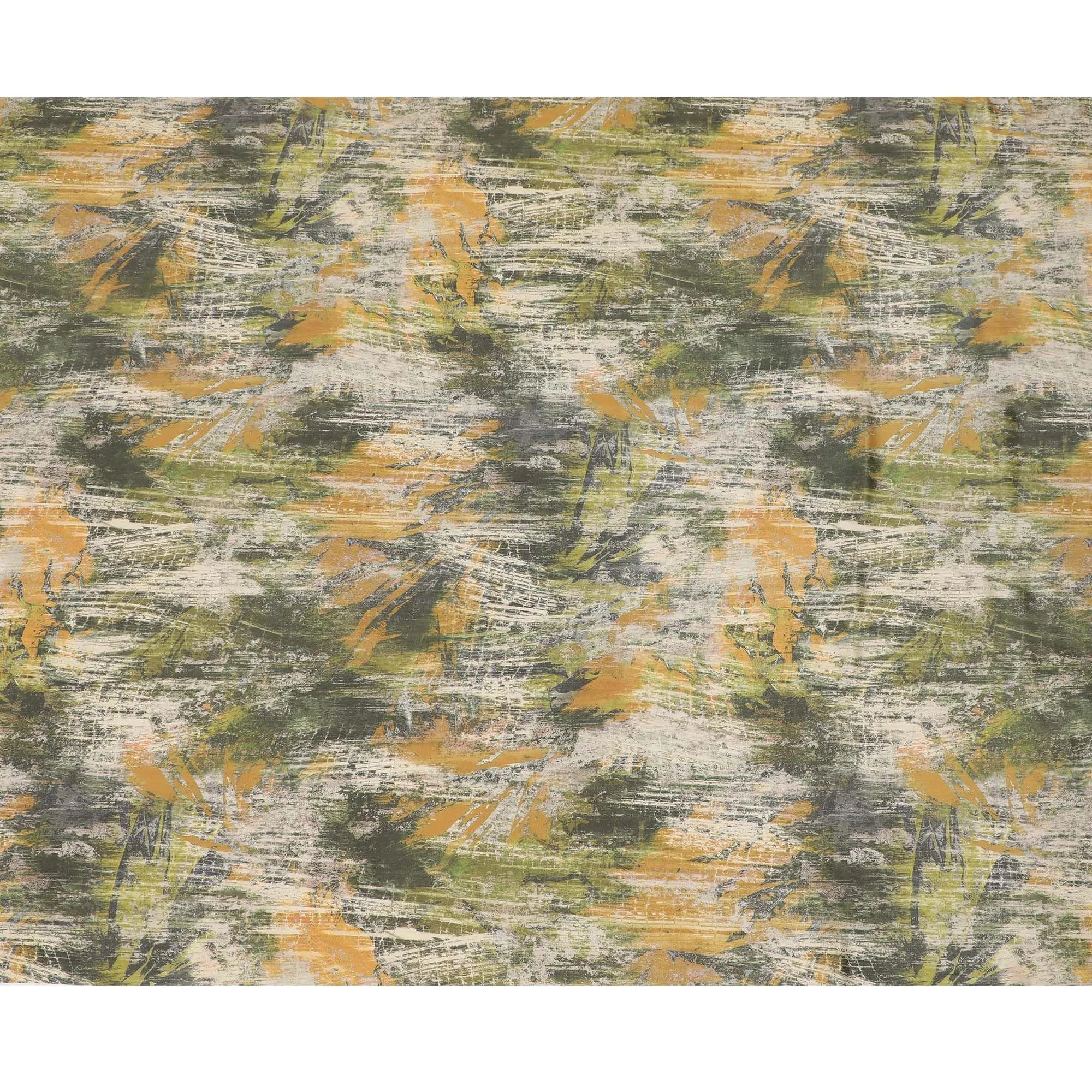 Pastel green synthetic crepe fabric with multicolor print in abstract design-D9628